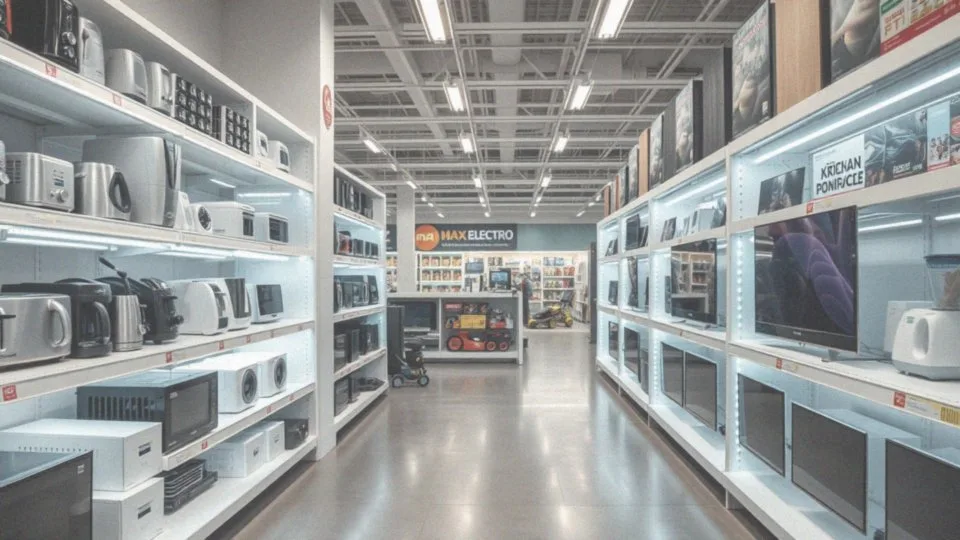 Jakie są główne kategorie asortymentu w sklepach Max Elektro?