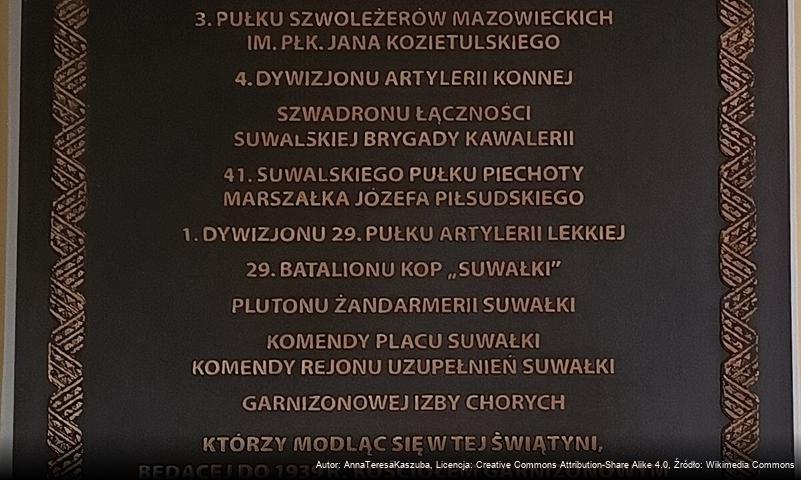 Tablica pamiątkowa poświęcona oddziałom Garnizonu Suwałki z lat 1919-1939